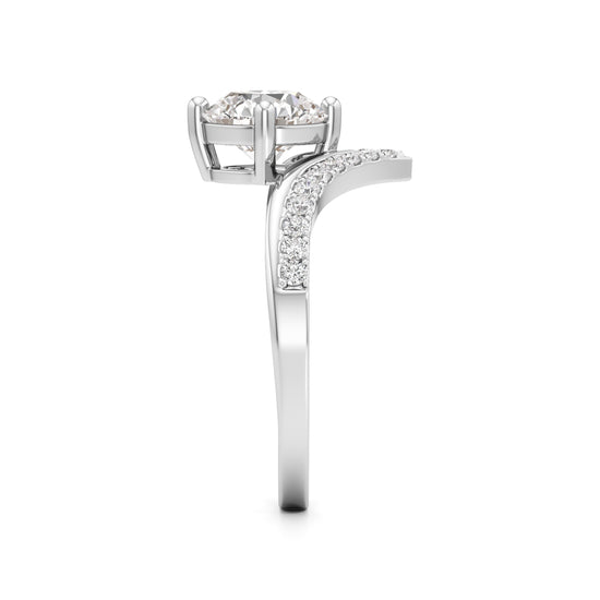 V-Shaped Pave Engagement Ring