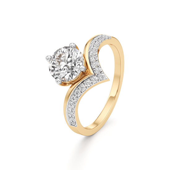 V-Shaped Pave Engagement Ring