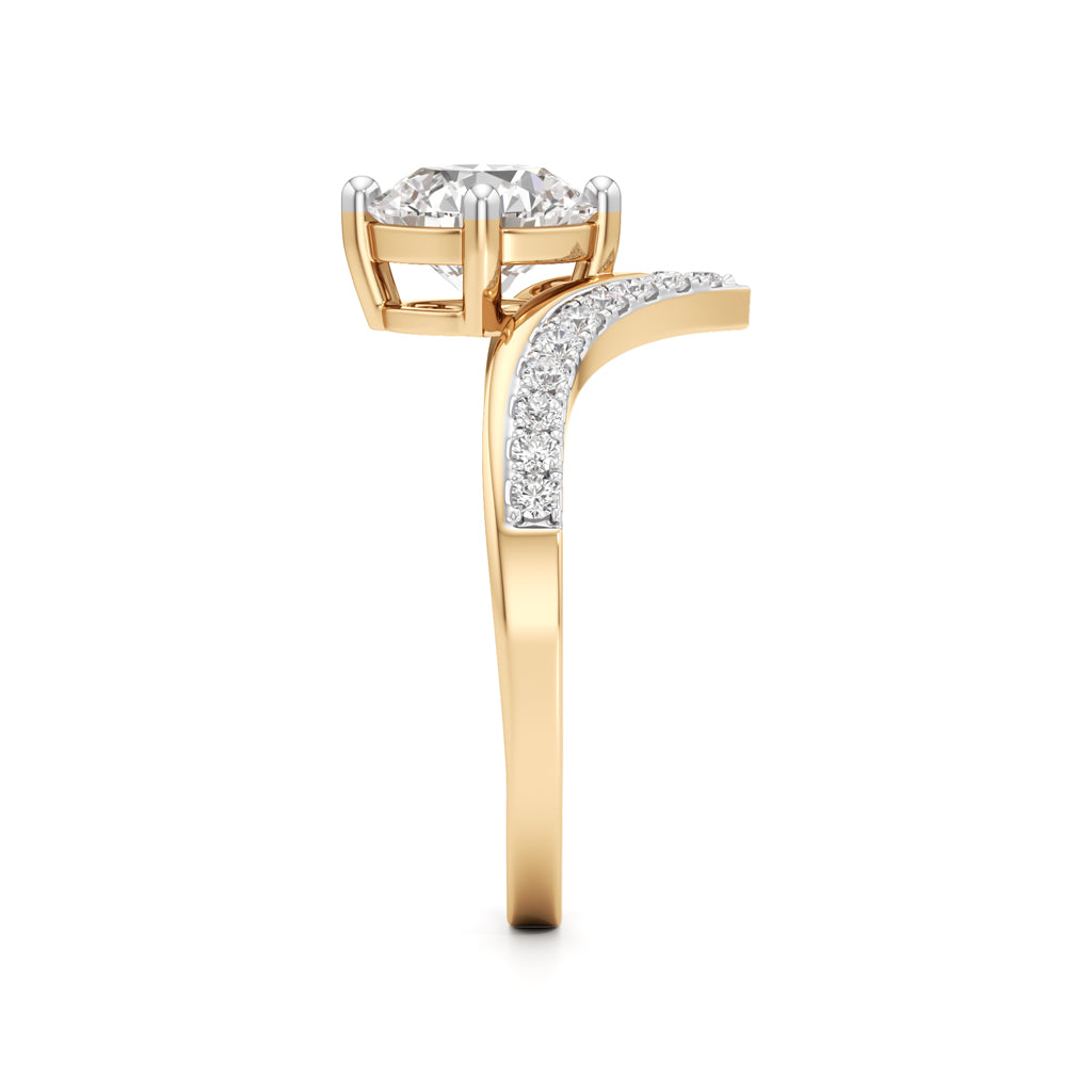 V-Shaped Pave Engagement Ring