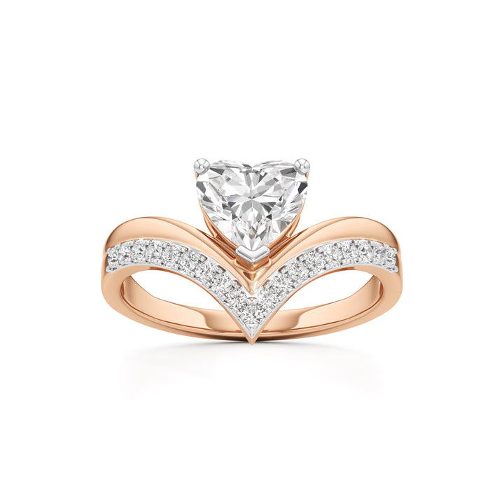 Heart Traced V-Shaped Pave Ring