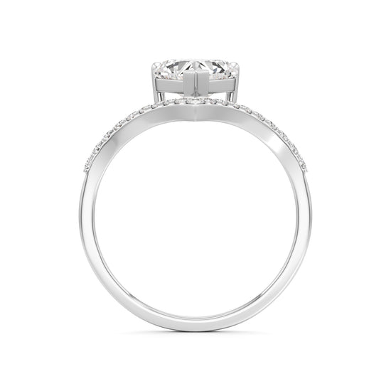 Heart Traced V-Shaped Pave Ring