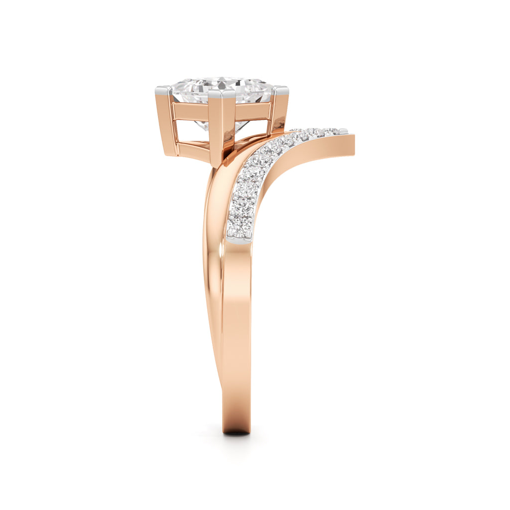 Princess Cut V-Shaped Embellished Engagement Ring