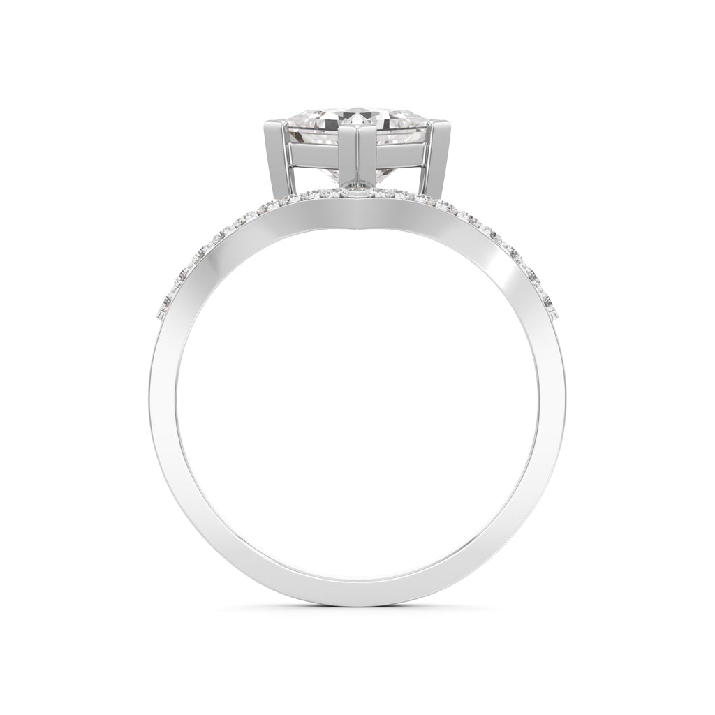 Princess Cut V-Shaped Embellished Engagement Ring