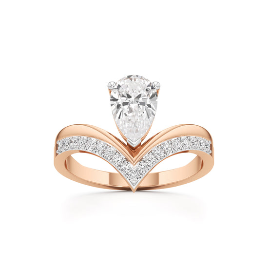 Pear Solitaire V-Shaped Grace Ring