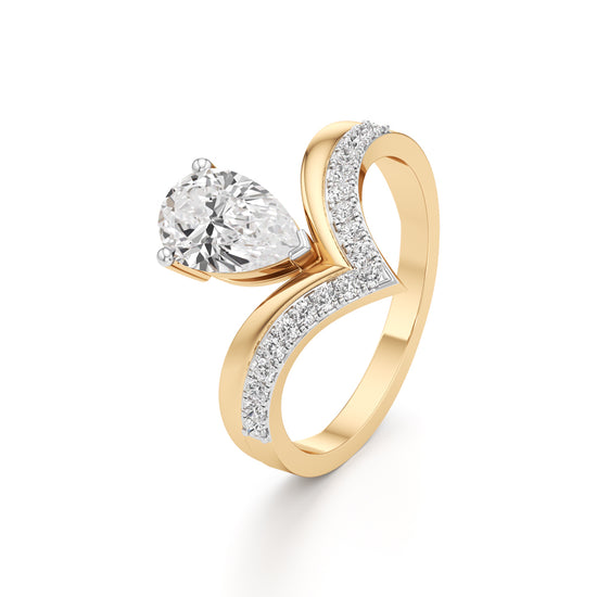 Pear Solitaire V-Shaped Grace Ring