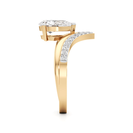 Pear Solitaire V-Shaped Grace Ring