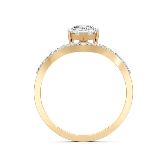 Pear Solitaire V-Shaped Grace Ring