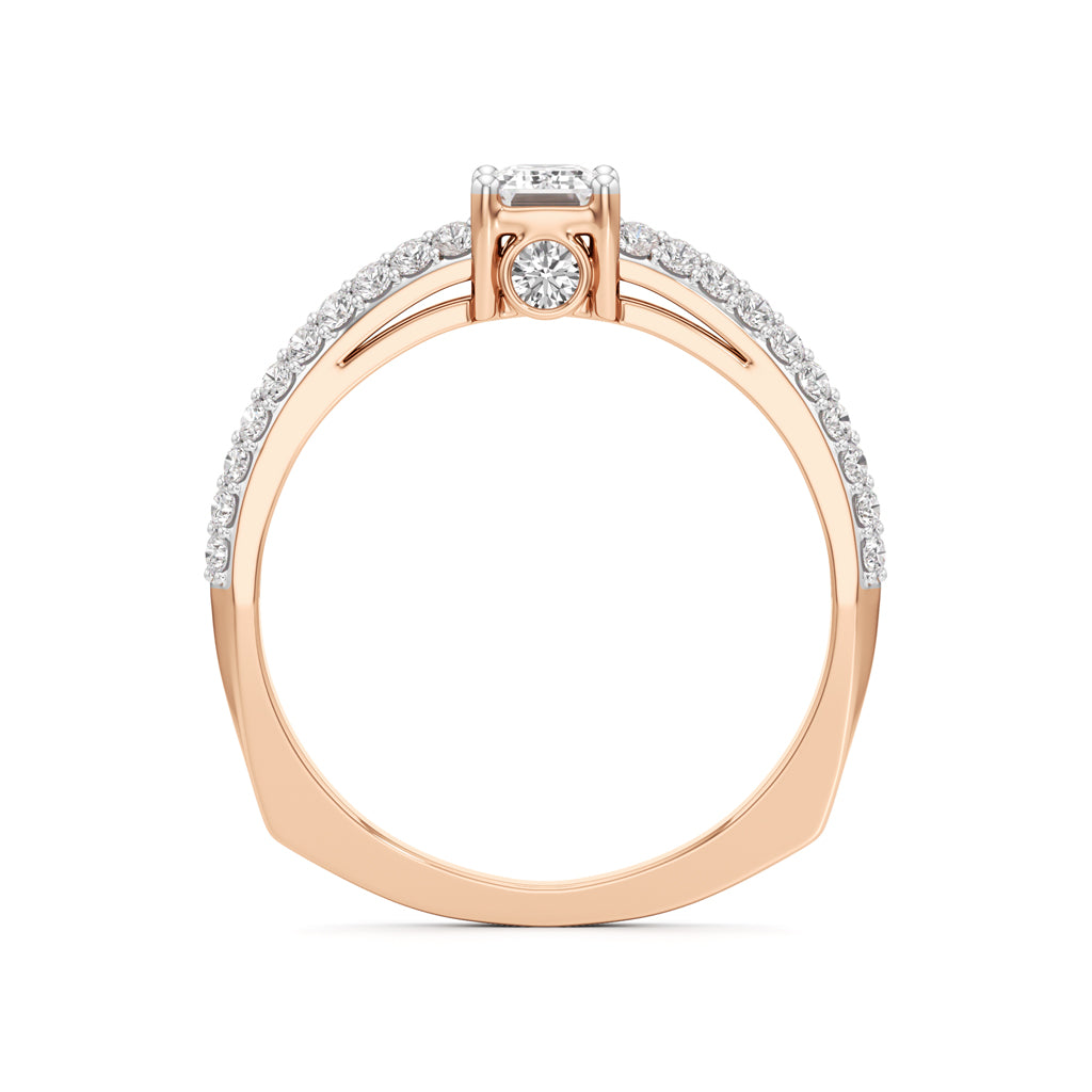 Emerald Cut Solitaire with Pave Accent Ring