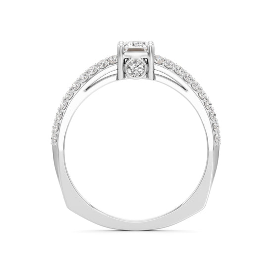 Emerald Cut Solitaire with Pave Accent Ring