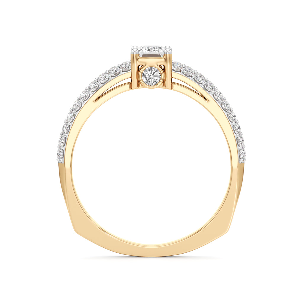 Emerald Cut Solitaire with Pave Accent Ring