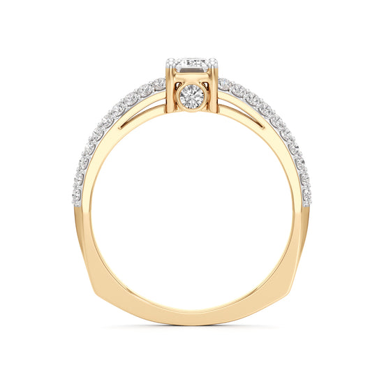 Emerald Cut Solitaire with Pave Accent Ring