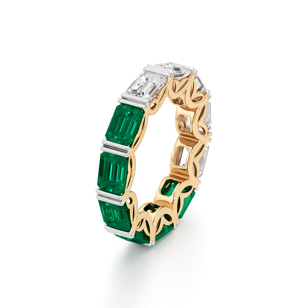 Emerald & Diamond Eternity Band