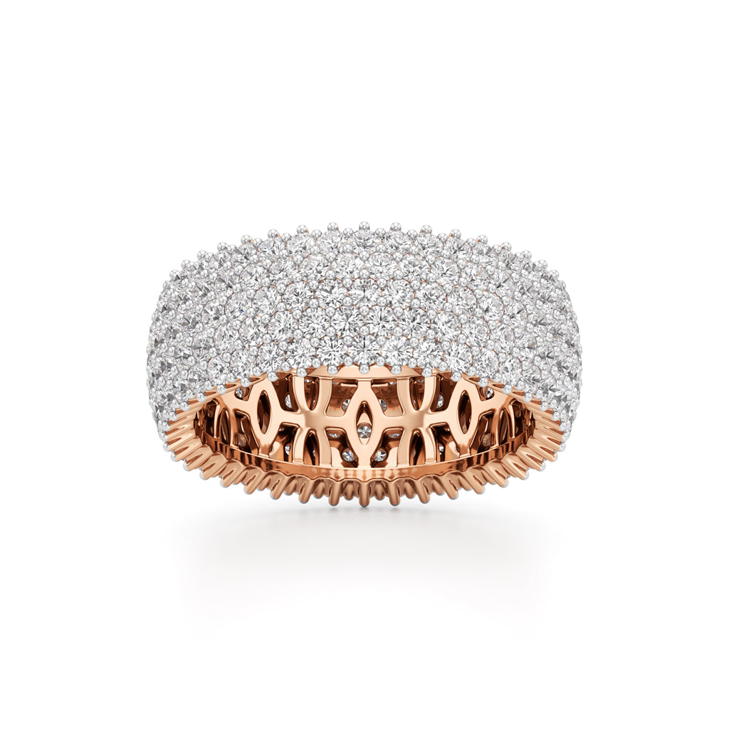 Wide Haloed Diamond Band