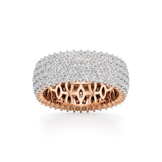Wide Haloed Diamond Band