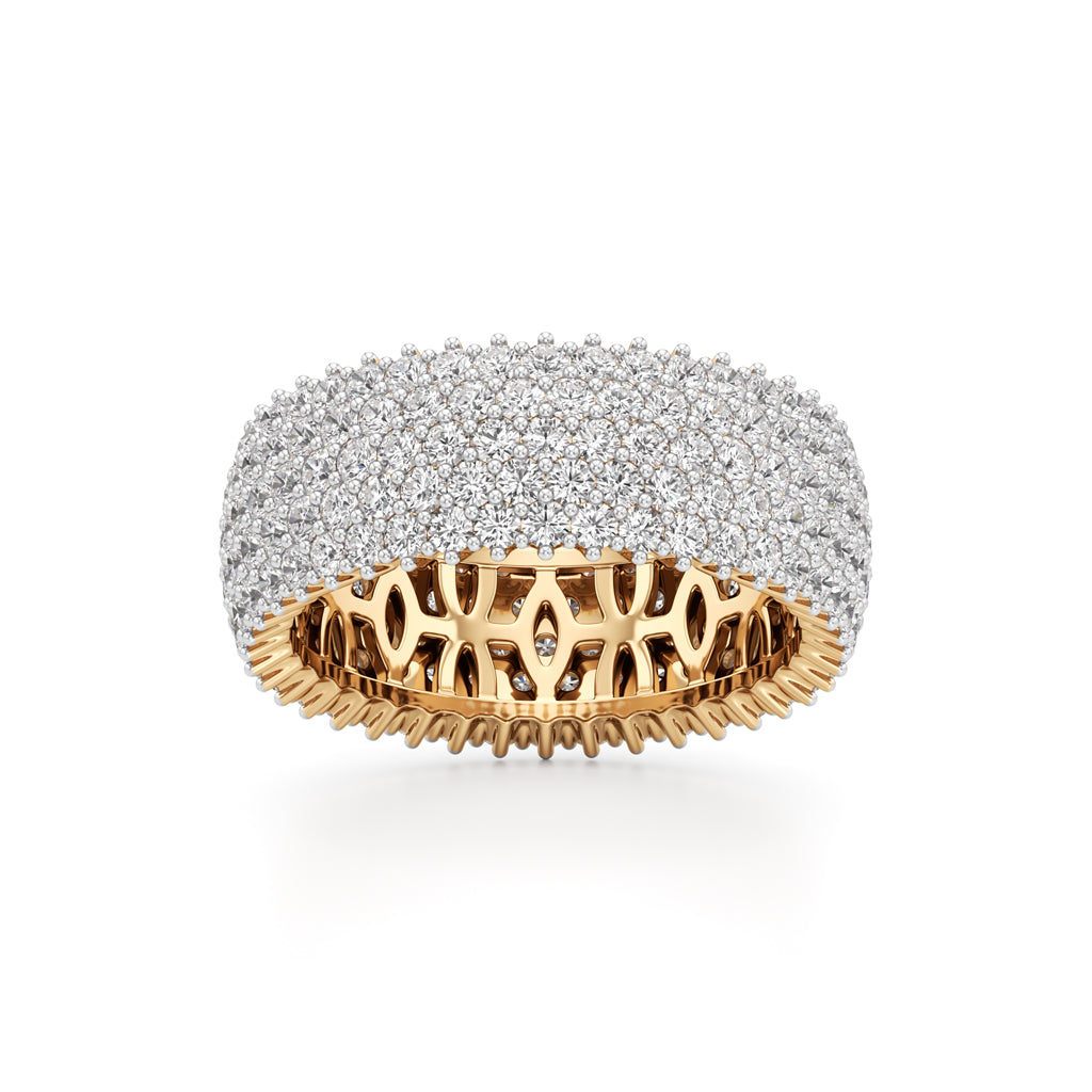 Wide Haloed Diamond Band