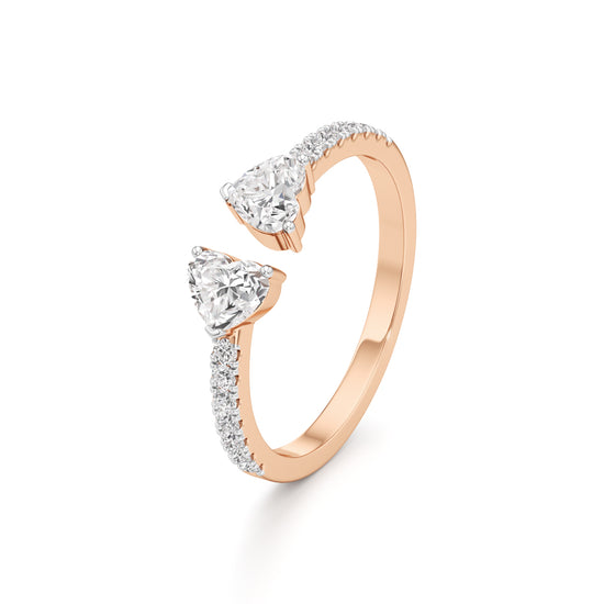 Open Heart Diamond Moonlit Ring