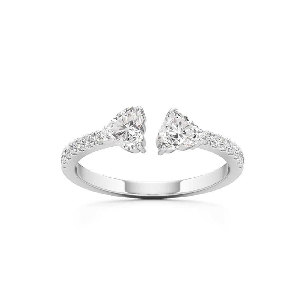 Open Heart Diamond Moonlit Ring
