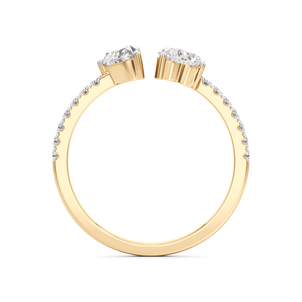 Open Heart Diamond Moonlit Ring