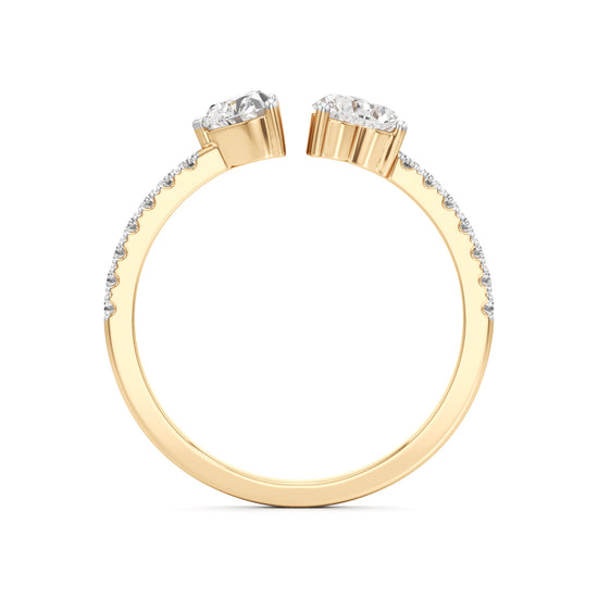 Open Heart Diamond Moonlit Ring