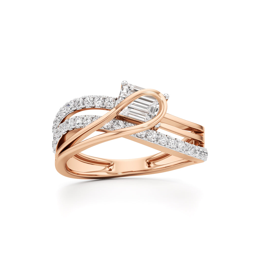 Emerald Cut Intertwined Spark Ring