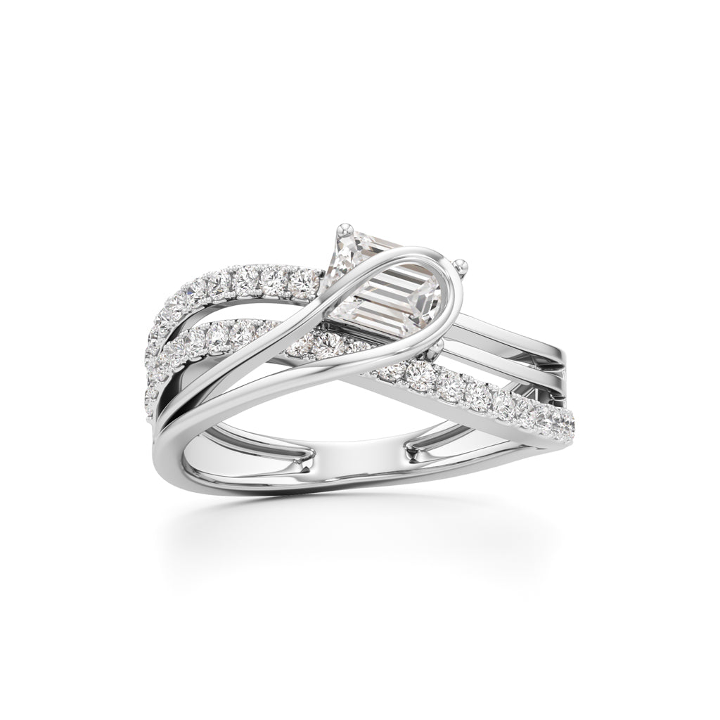 Emerald Cut Intertwined Spark Ring
