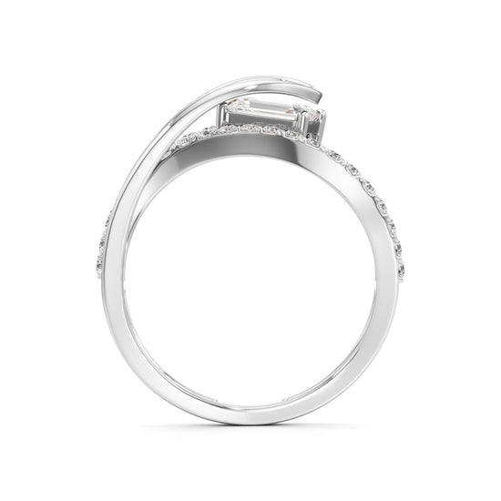 Emerald Cut Intertwined Spark Ring