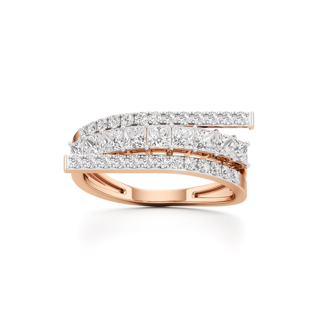 Multi-Row Princess Cut Lab Diamond Ring