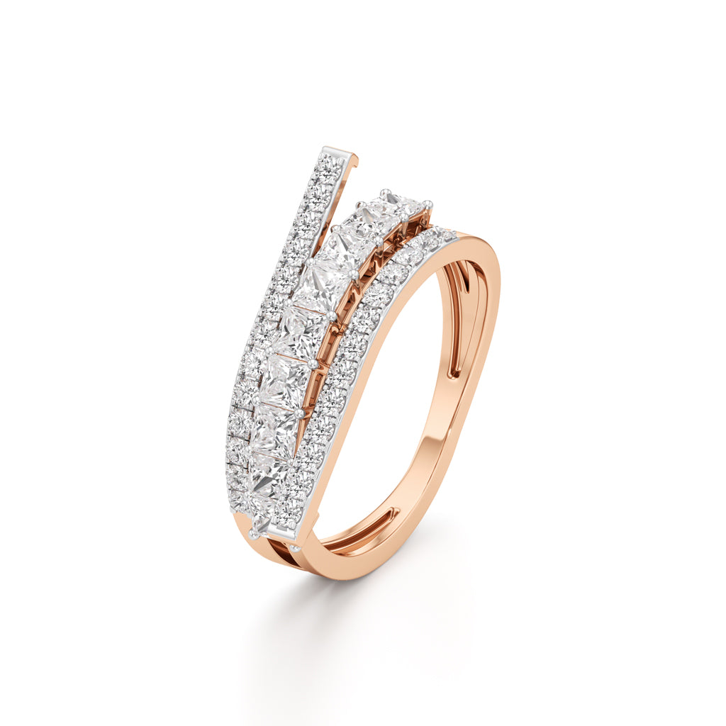 Multi-Row Princess Cut Lab Diamond Ring