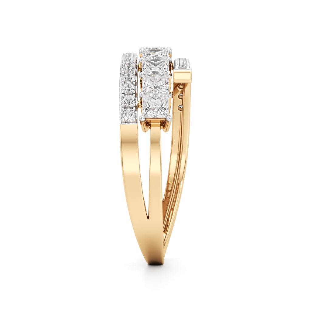 Multi-Row Princess Cut Lab Diamond Ring