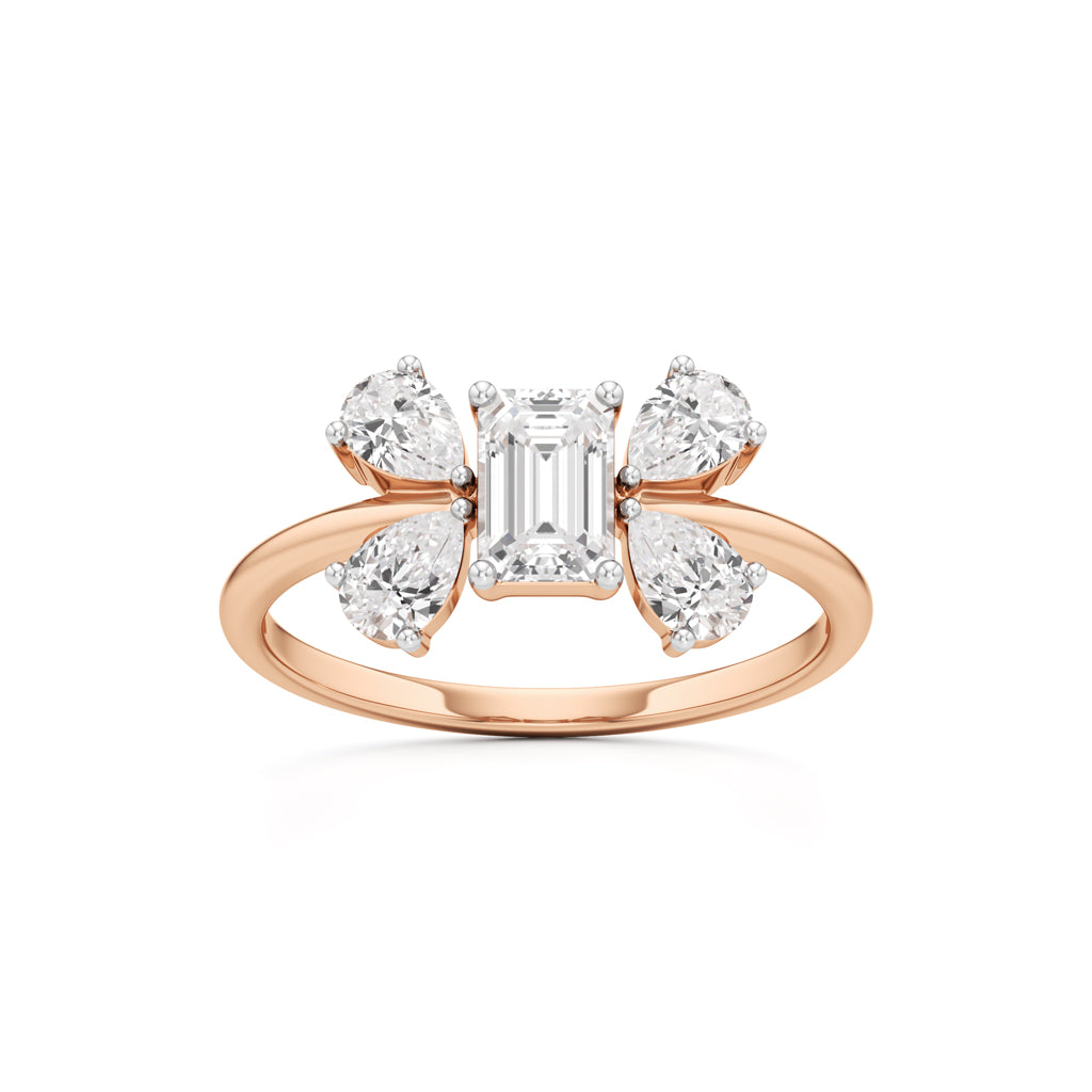 Emerald Cut & Pear Glimstripe Ring