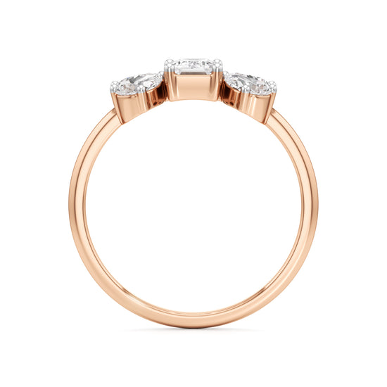 Emerald Cut & Pear Glimstripe Ring