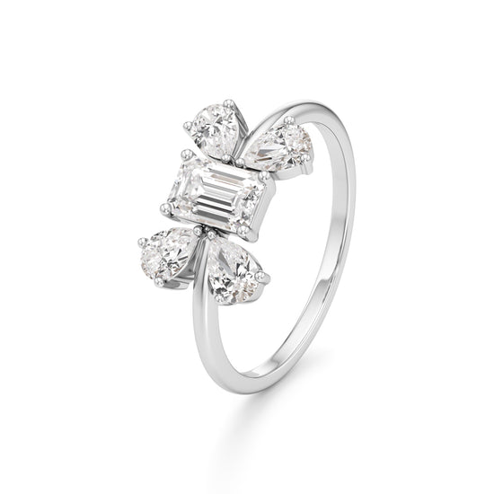 Emerald Cut & Pear Glimstripe Ring