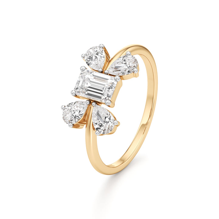 Emerald Cut & Pear Glimstripe Ring