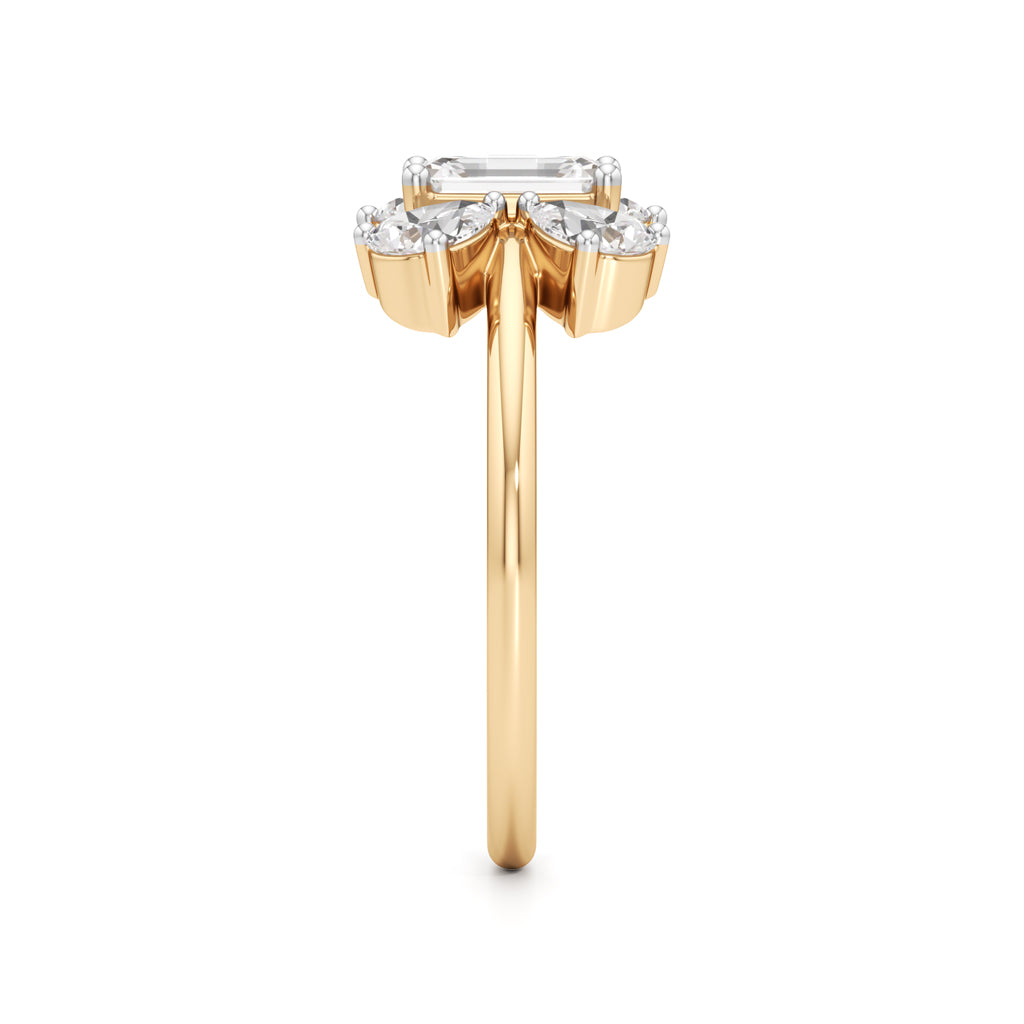 Emerald Cut & Pear Glimstripe Ring
