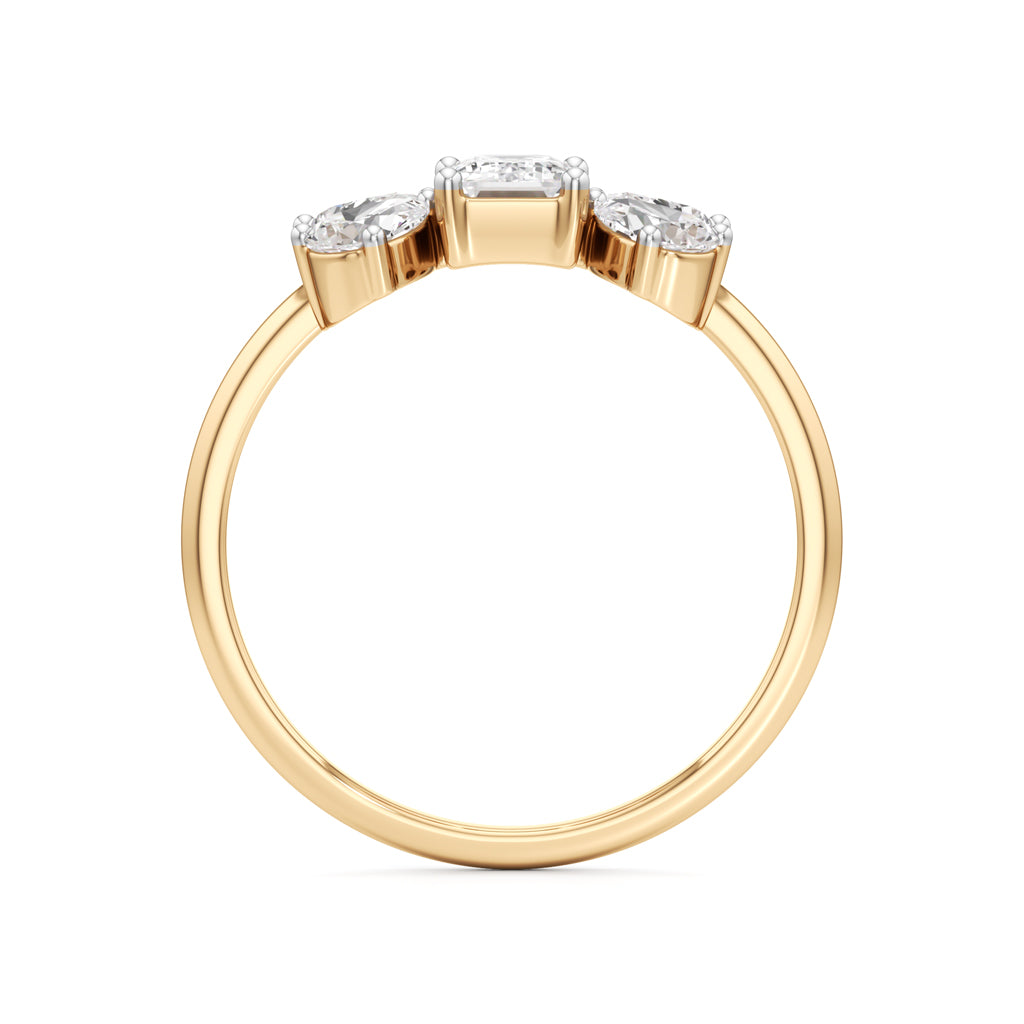 Emerald Cut & Pear Glimstripe Ring