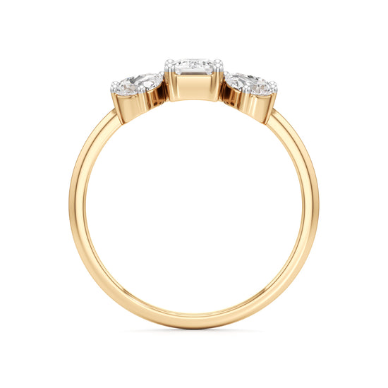 Emerald Cut & Pear Glimstripe Ring