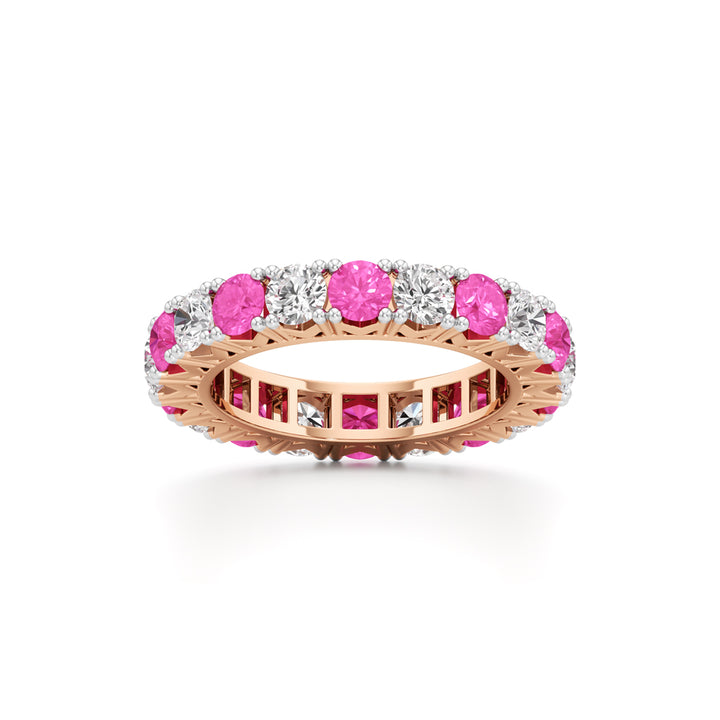 Pink Sapphire & Diamond Eternity Band