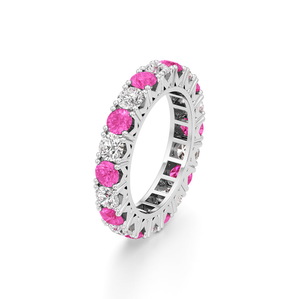Pink Sapphire & Diamond Eternity Band