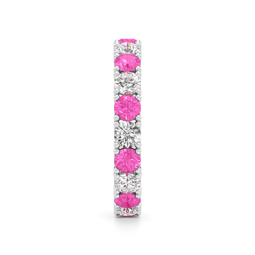 Pink Sapphire & Diamond Eternity Band