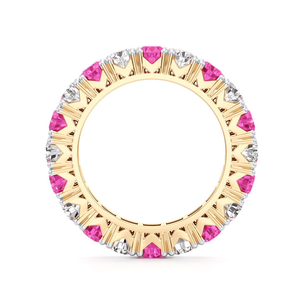 Pink Sapphire & Diamond Eternity Band