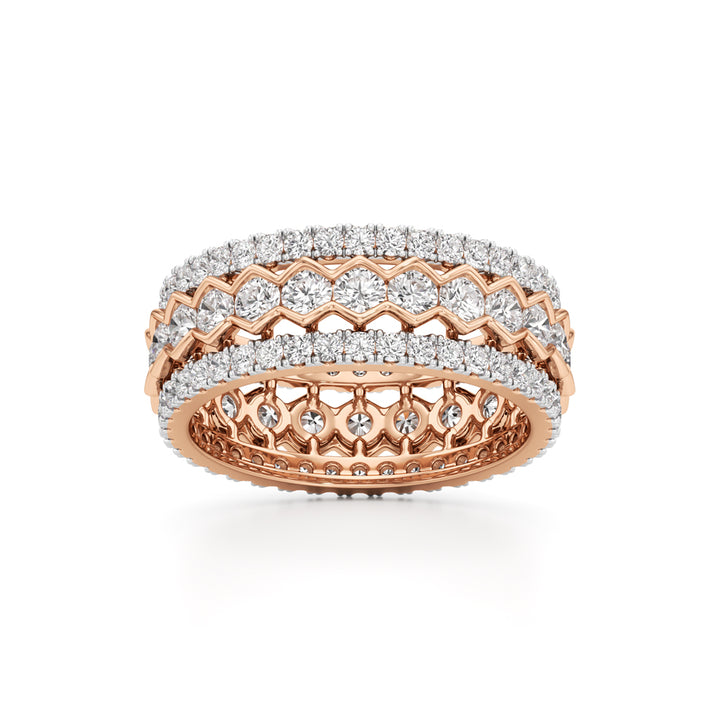 Three-Row Scalloped Diamond Eternity Band