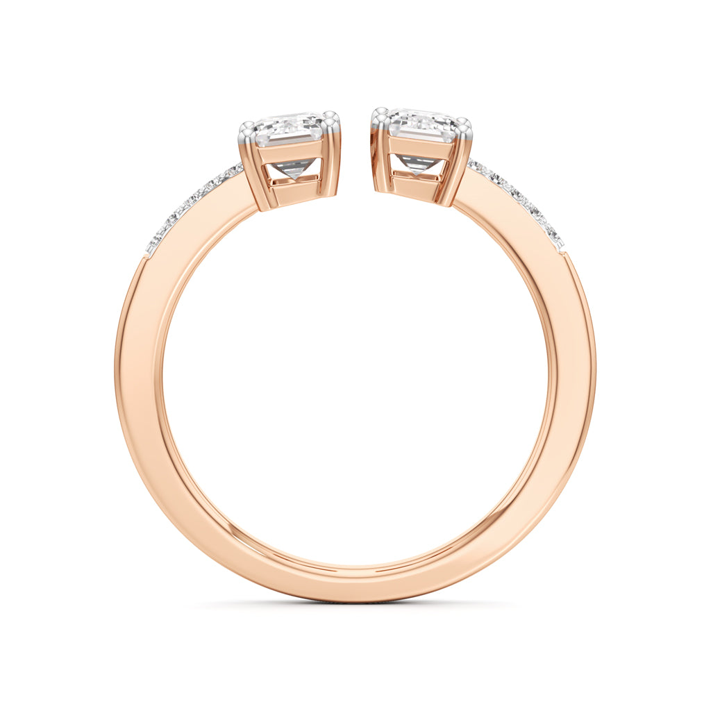 Two Stone Emerald Cut Diamond Ring
