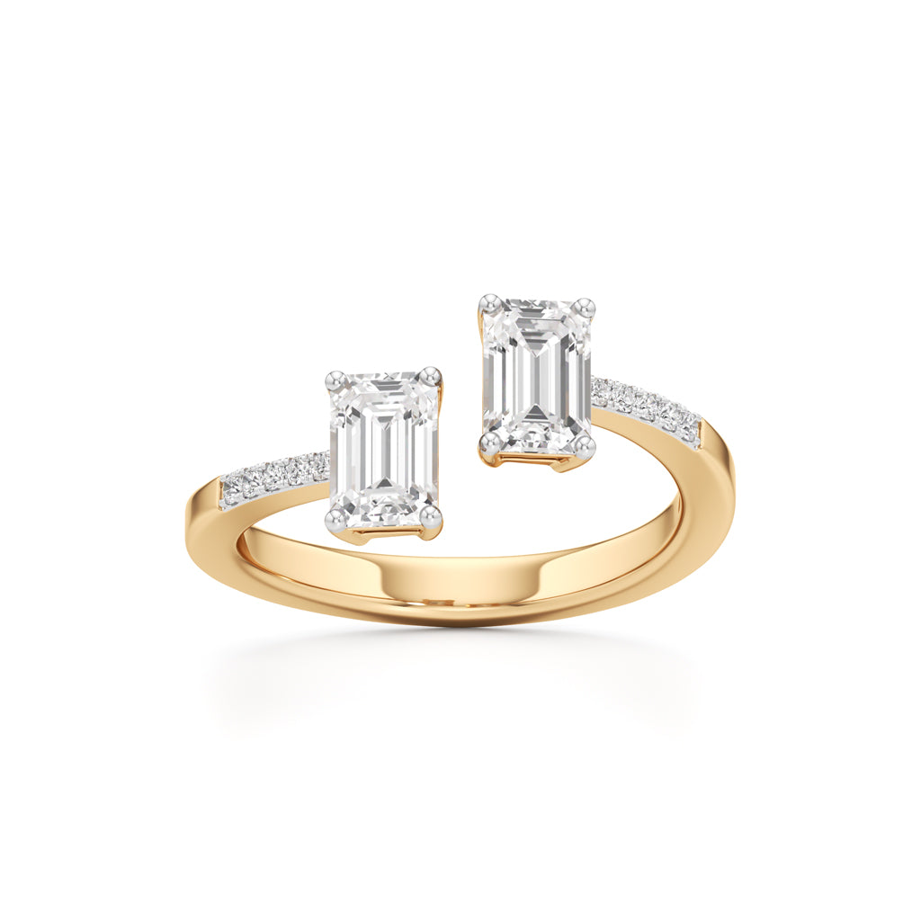 Two Stone Emerald Cut Diamond Ring