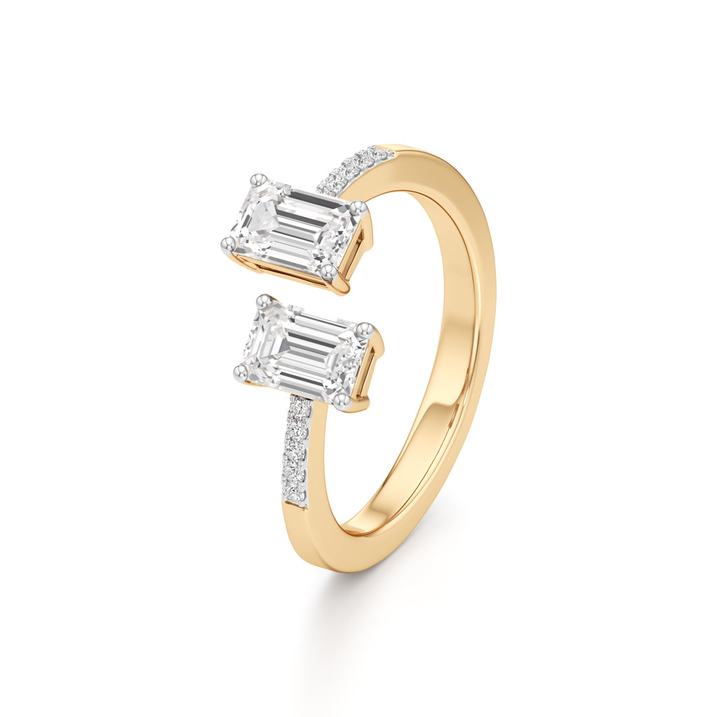 Two Stone Emerald Cut Diamond Ring
