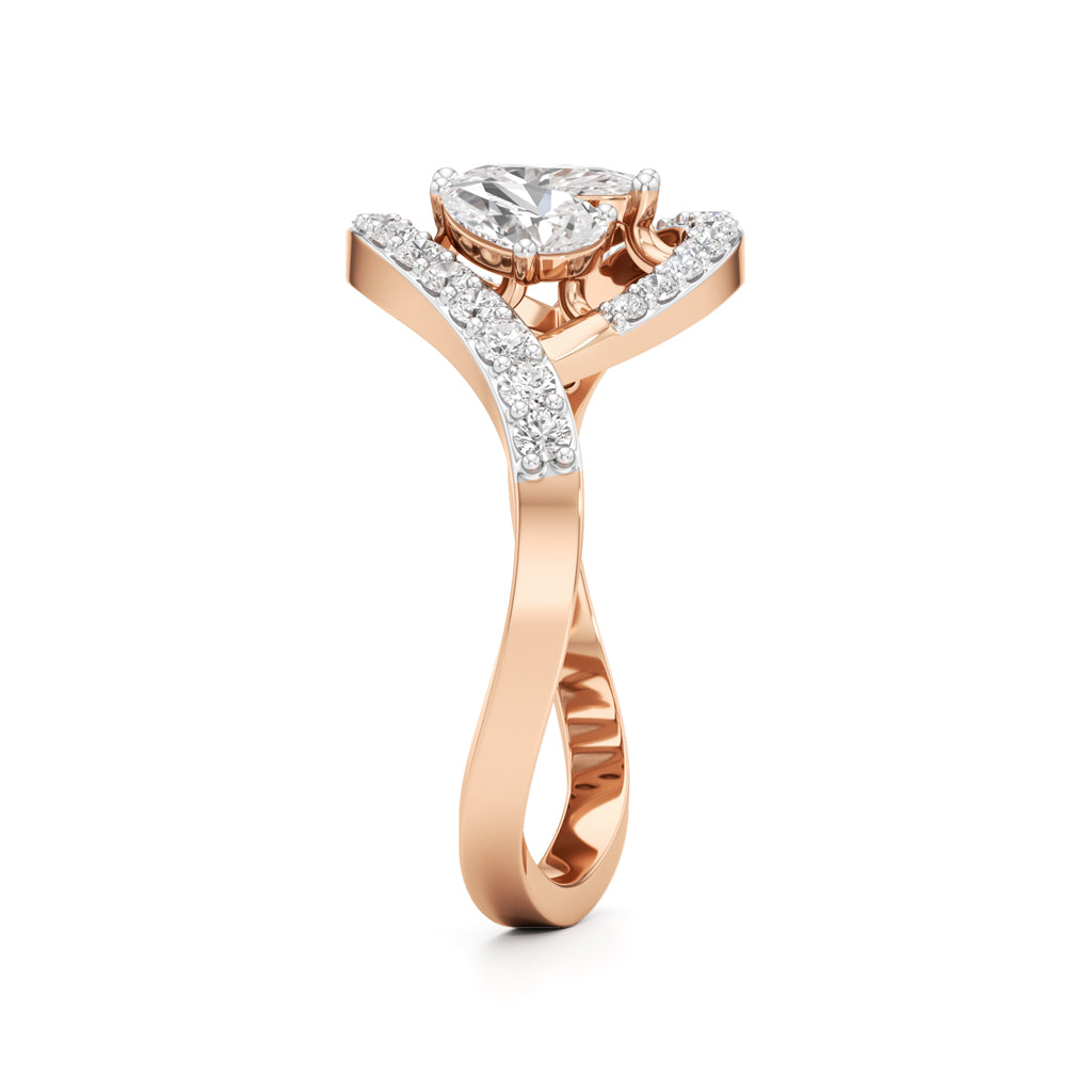 Marquise and Pear Diamond Wavy Ring