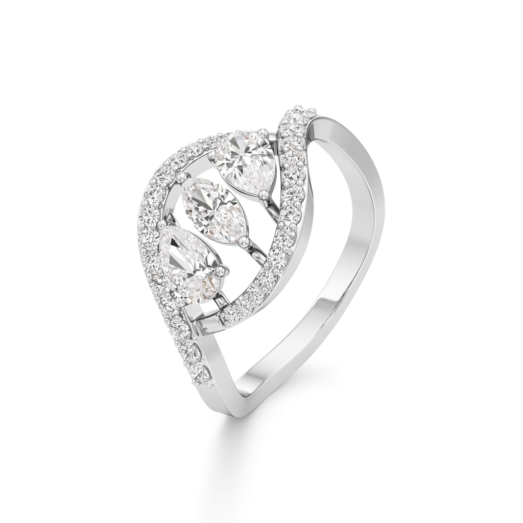 Marquise and Pear Diamond Wavy Ring