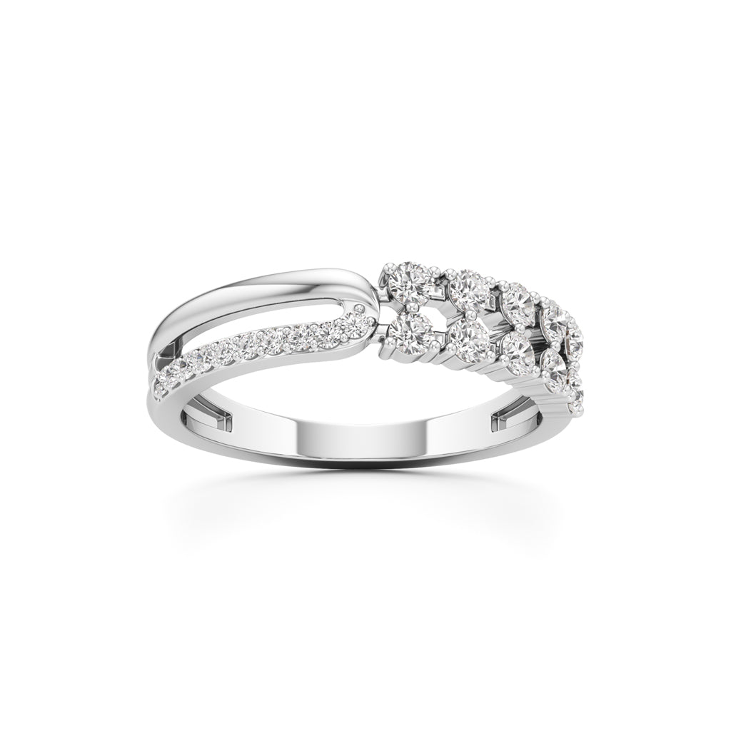Cluster Diamond Bypass Ring with Lyra Accents