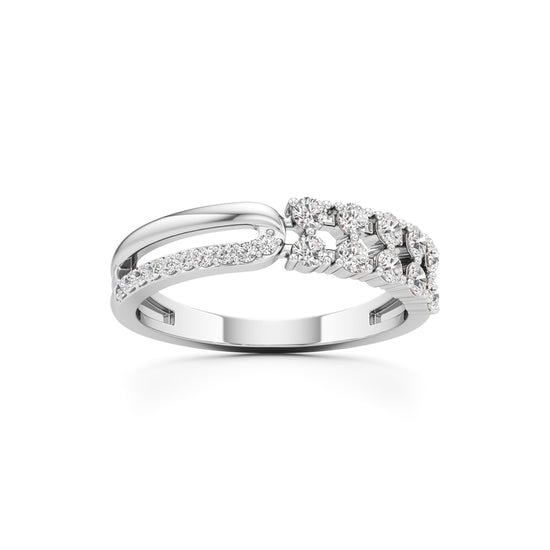 Cluster Diamond Bypass Ring with Lyra Accents