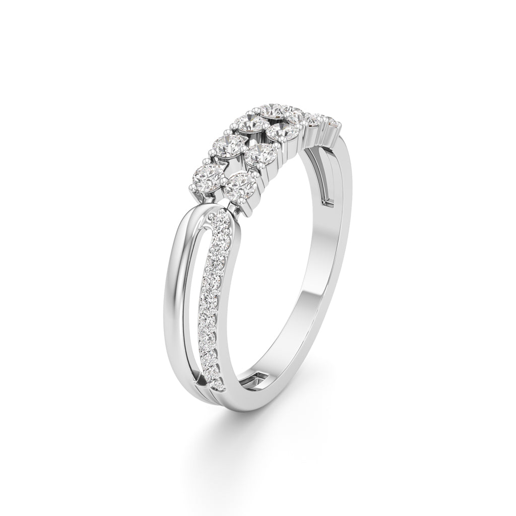 Cluster Diamond Bypass Ring with Lyra Accents