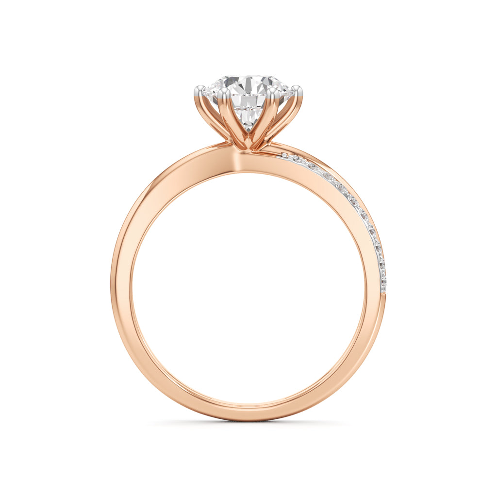 Round Solitaire Bypass Ring with Alina Accents